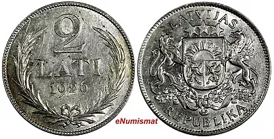 Latvia Silver 1926 2 Lati 2 Years Type  KM# 8 (18 146) • $20