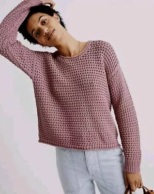MADEWELL Open Stitch Austen Pullover Sweater Dusty Rose Blush Pink Women's XL  • $35