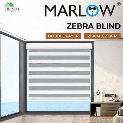 Marlow Blackout Zebra Roller Blind Curtains Double Window Sunshade 180x210 White • $90