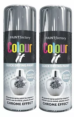 2 X 400ml Chrome Effect Spray Paint Aerosol Auto Extreme Mirror For Car Van Bike • £8.99