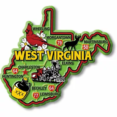 West Virginia Colorful State Magnet By Classic Magnets 3.7  X 3.4  • $7.99