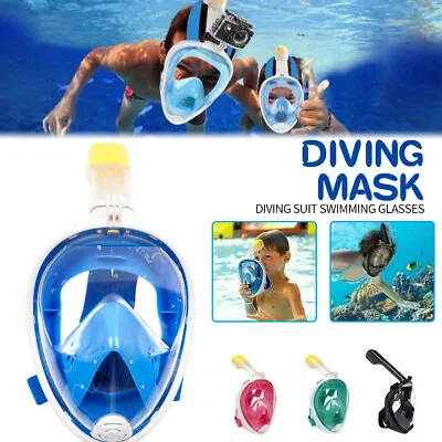 $28.83 • Buy Adult Kids Full Face Snorkel Mask Snorkeling Set Diving Goggles For GoPro Swim