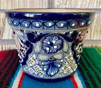 Mexican Ceramic Flower Pot Planter Folk Art Pottery Handmade Talavera #6 • $19.99