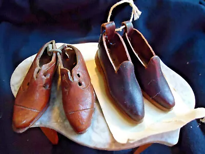Unbelievable! Two Pair Shoes Antique Hand Made Very Old. Appear Italian Miniatu • $76.99