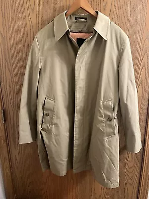 Vintage Lakeland Men's Trench Coat W/removable Liner 38 Regular Tan Mint Cond. • $49.99