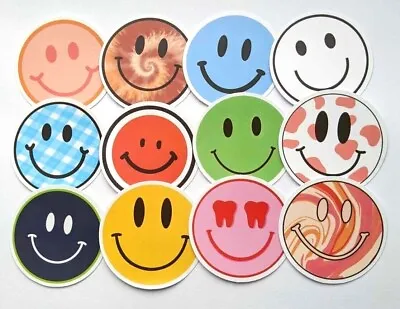 Smiley Face Stickers 20/50 Waterproof Vinyl Stickers For Water Bottles Scooters • £3.39