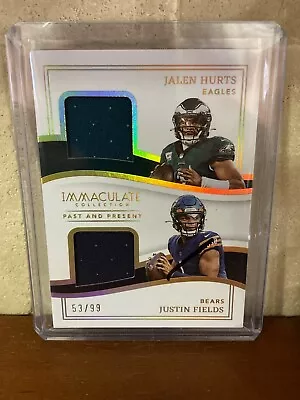 2023 PANINI IMMACULATE JALEN HURTS / JUSTIN FIELDS Jersey /99 Past And Present • $6.50