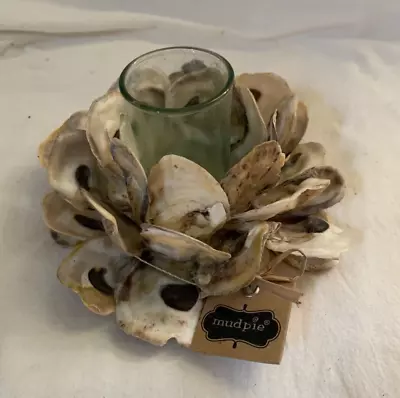 Mud Pie Oyster Shell Votive Holder Table Top 498B002 7x4  • $13.90
