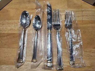 ETERNAL GOLD Lenox 20 Pc Piece Set For Of 4 Stainless 18/10 Flatware NEW 24kt  • $189