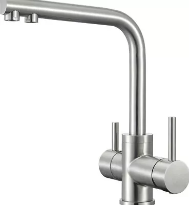 NEW CREA Dual Lever 3-Way Kitchen Sink Mixer Tap In Brushed Silver Colour -Z03 • £14.99