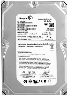 Hard Drive Seagate Barracuda ST3320620AS 320GB SATA 7200U/Min 8MB 3.5   Inch • £20.69