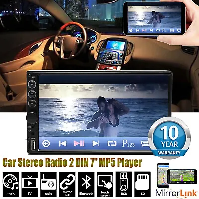 Car Stereo Radio 2DIN Mirrorlink For GPS Wifi IOS Android Touchscreen HD Player • $39.10