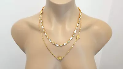 VERSACE Gold Tone Necklace With Two Strands Including Medusas And Crystals 23  • $1459.99