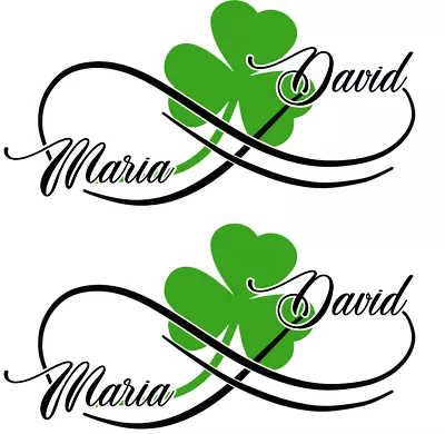 Irish Theme Infinity Shamrock Twin Name Temporary Tattoo X2 • £5.49