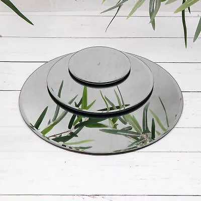 Mirrored Glass Round Bevel Edge Candle Plate Table Display Centrepiece - 3 Sizes • £3.95