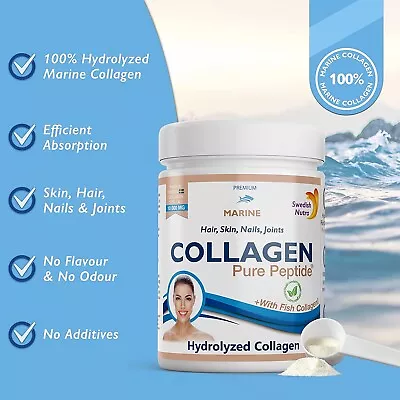 £22 • Buy Marine Collagen Powder Drink For Healthy Skin - Hair - Nails - Joints 30 Days