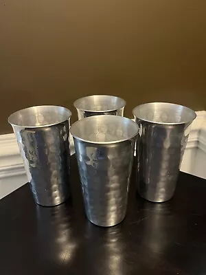 Hammered Aluminum Vintage Cups Set Of 4 Mint Julep 5.25” Tall • $32