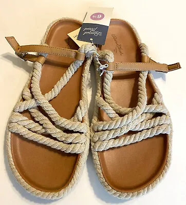 NEW Serena Rope Sandals Buckle Ankle Strap Open Toe Universal Thread Womens 6.5M • $9.99