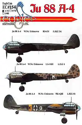 EagleCals Decals 1/32 German JUNKERS Ju-88A-4 WWII Bomber • $17.50