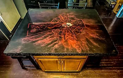 36” X 48” Epoxy Resin Skull Table Top With Built-in LED Lights (Table Top Only) • $995