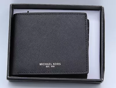 New Authentic Michael Kors Slim Andy Bifold Black Leather Mens Wallet 86s9lanf5l • $29.99