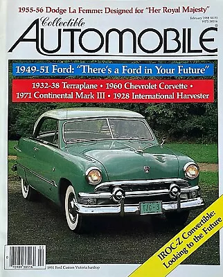 1951 FOR CUSTOM VICTORIA Feb 1988 COLLECTIBLE AUTOMOBILE Magazine 1960 CORVETTE • $6