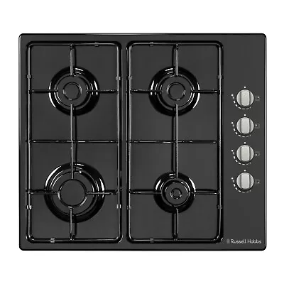 Russell Hobbs RH60GH401B 59cm Wide 4-Burner Black Automatic Ignition Gas Hob • £104.99