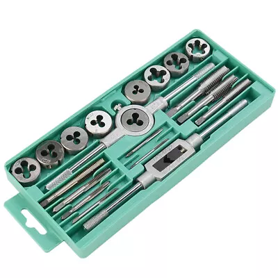 20pcs Hand Tap And Die Set Screw Thread Reamer M3-M12 Twist Drill Bit Tool Kit • £10.49