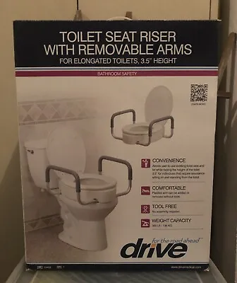 Drive-Toilet Seat Riser With Removable Arms-For Elongated Tiolet-Unused • $22