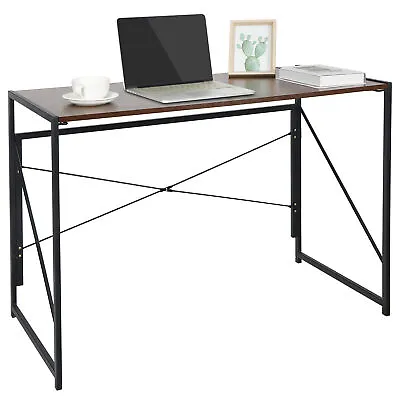 Industrial Writing Desk Folding Pc Laptop Table Space Saving Home Office Desk • $41.58