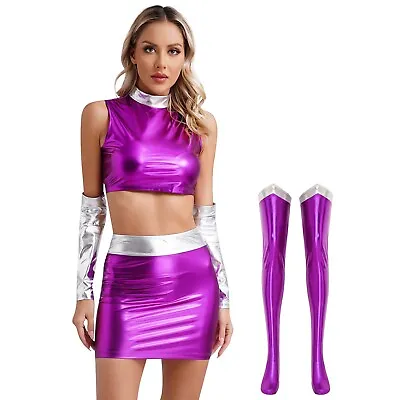 Womens Spaceman Cosplay Costume Slim Fit Halloween Costumes Robot Sleeveless • $8.80