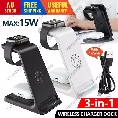 Wireless Charger Dock Charging Station 3 In 1 For Apple Watch IPhone 13 12 11 14 • $27.85