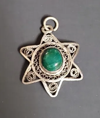 Vintage Star Of David Sterling Silver And Malachite • $40