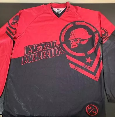 MSR Metal Mulisha Shirt Men M Red Black Skull Y2K Jersey Breathable Motocross MX • $45.99