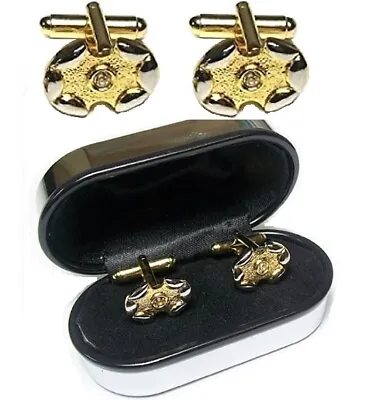 £4.99 • Buy Gold Crystal Diamante Oval Vintage Cufflinks Mens Shirt Suit Dress Accessories