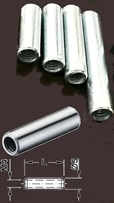 M4 Threaded Sleeve Rod Bar Stud Round Connector Nut Bright Zinc Or Galvanized  • £3.49
