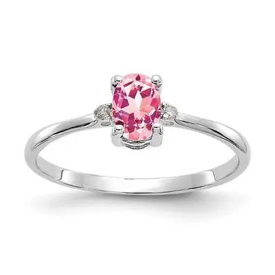 £187.77 • Buy 14K White Gold Diamond Pink Tourmaline Birthstone Ring Size 4, 4.5, 5, 5.5, 6