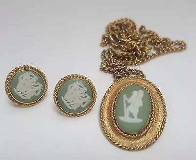 Van Dell Gold Filled Wedgwood Necklace Earrings Pendant Charm Cameo Pin Brooch • $199.95