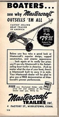 1952 Print Ad Mastercraft Boat Trailers Outsell's Em All MiddletownCT • $9.63