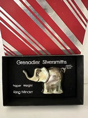 Vintage Grenadier Elephant Ring Minder Paper Weight Silver Plated With Box • £15