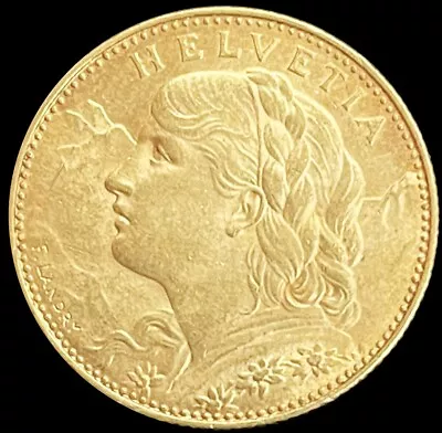 1913 B Gold Switzerland 10 Francs 3.225 Grams Helvetia Coin Bern Mint • $330