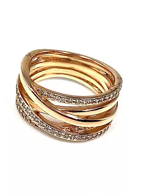 Genuine Pandora Silver S925 Ale R Rose Gold Entwined Clear Stone Ring  PL630 • £19.99