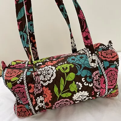 Vera Bradley Duffle Bag Weekender Retired Lola Brown Pink Teal Floral • $29.33