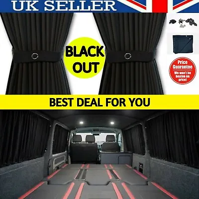 VOLKSWAGEN VW TRANSPORTER BLACKOUT Kit-BLACK 2 SIDE WINDOWS Curtains T5 T6 T4 • $68.11