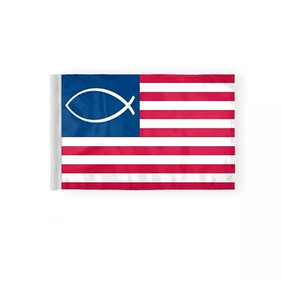 6 X9  Jesus Fish American Religious Motorcycle Flag For 3/8 Mount Pole 2-Sided • $19.99