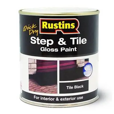 Black Gloss Step And Tile Floor Paint Rustins Quick Dry 250ml For Stone & Brick • £9.15