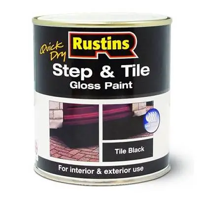 Step And Tile Gloss Floor Paint Black Rustins 500ml For Stone & Brick Quick Dry • £11.69