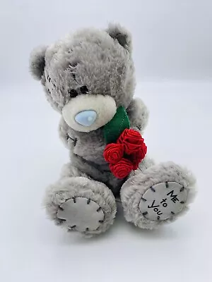 Me To You Gray Teddy Bear With Roses Plush Toy 9  Preowned - Rare • $25