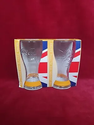 London 2012 Olympic Games Duo McDonalds Coca Cola Glass & Yellow  Wrist Band • $10.58