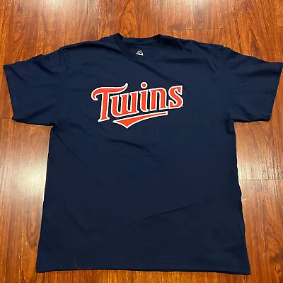Majestic Men’s Minnesota Twins Navy Jersey Shirt XL Extra Large Baseball MLB • $11
